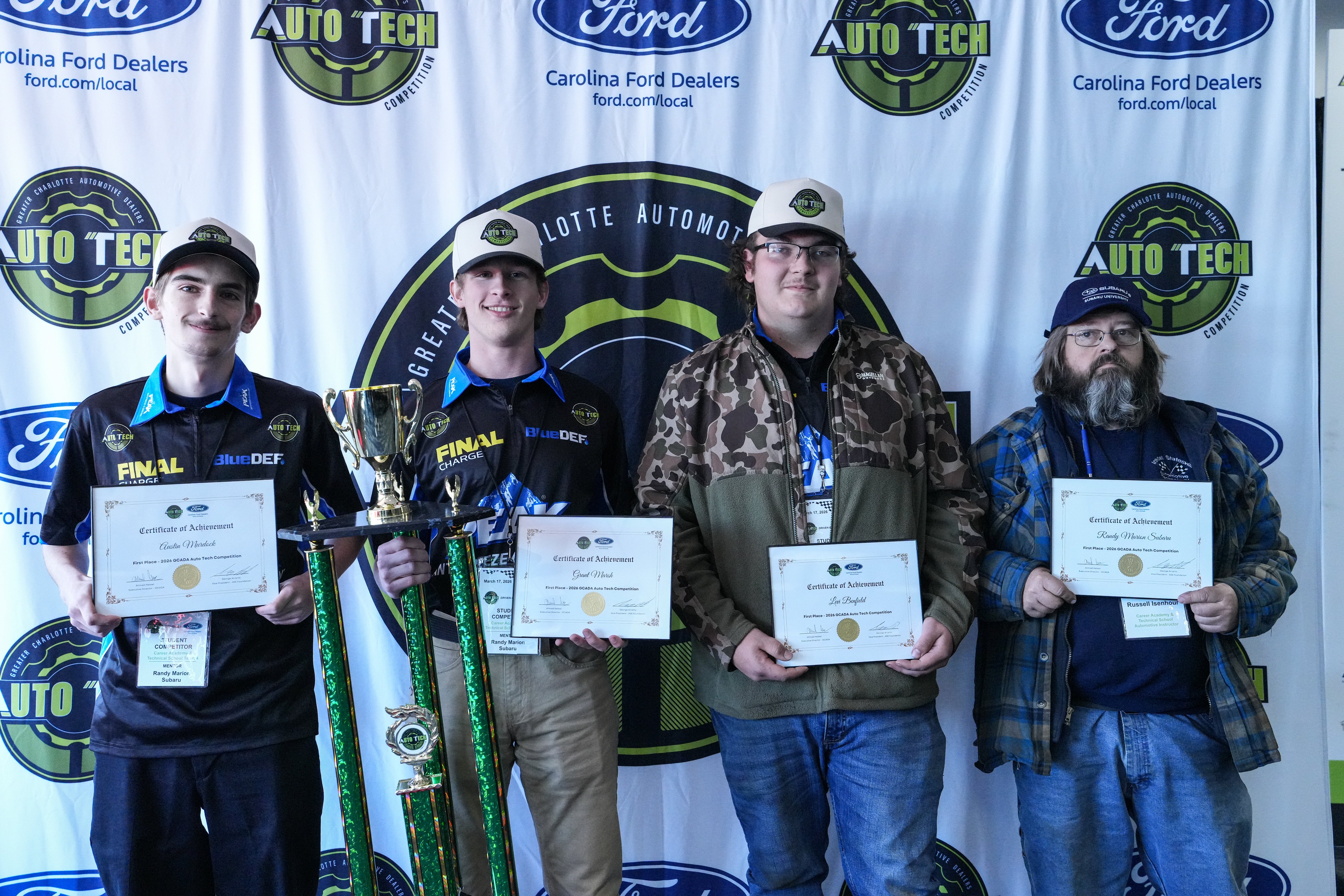 2026 Greater Charlotte Auto Tech Competition - 1st Place Career Academy & Technical School Team 4 Mentoring Dealership Randy Marion Subaru